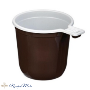 Пластиковая чашка кофейная 200 мл бело-коричневая, Россия