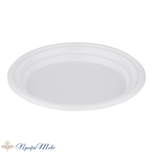 Одноразовые тарелка D=165 мм десертная белая пластиковая, Россия