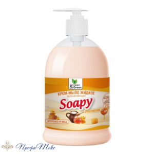 Крем-мыло жидкое Clean&Green «Soapy» молоко и мед увлажняющее с дозатором 1л