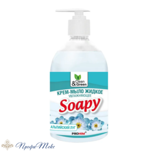 Крем-мыло жидкое Clean&Green «Soapy» Premium «Альпийский луг» увлажняющее с дозатором 500мл