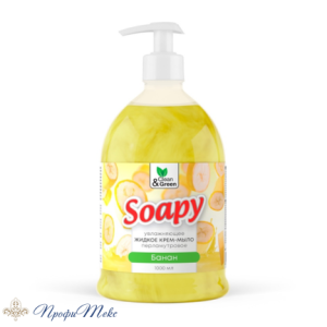 Крем-мыло жидкое с перламутром Clean&Green «Soapy» банан увлажн. с дозатором 1л