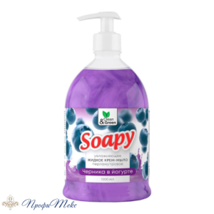 Крем-мыло жидкое с перламутром Clean&Green «Soapy» черника в йогурте увл. с дозатор. 500мл