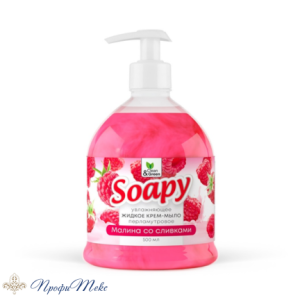 Крем-мыло жидкое с перламутром Clean&Green «Soapy» малина со сливками увл. с дозатор. 500мл