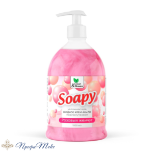 Крем-мыло жидкое с перламутром Clean&Green «Soapy» розовый жемчуг увлажн. с дозатор. 1л