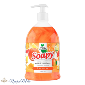 Крем-мыло жидкое с перламутром Clean&Green «Soapy» тропикано увлажн. с дозатором 1л