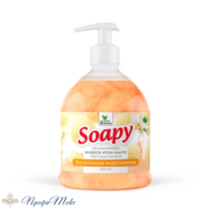 Крем-мыло жидкое с перламутром Clean&Green «Soapy» ванильное морож. увлаж. с дозатор. 500мл
