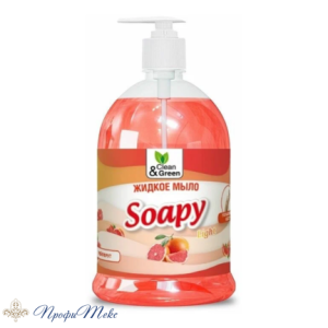 Жидкое мыло Clean&Green «Soapy» эконом «Грейпфрут» с дозатором 1л