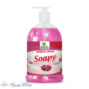 Жидкое мыло Clean&Green «Soapy» эконом «Ягодный десерт» с дозатором 1л